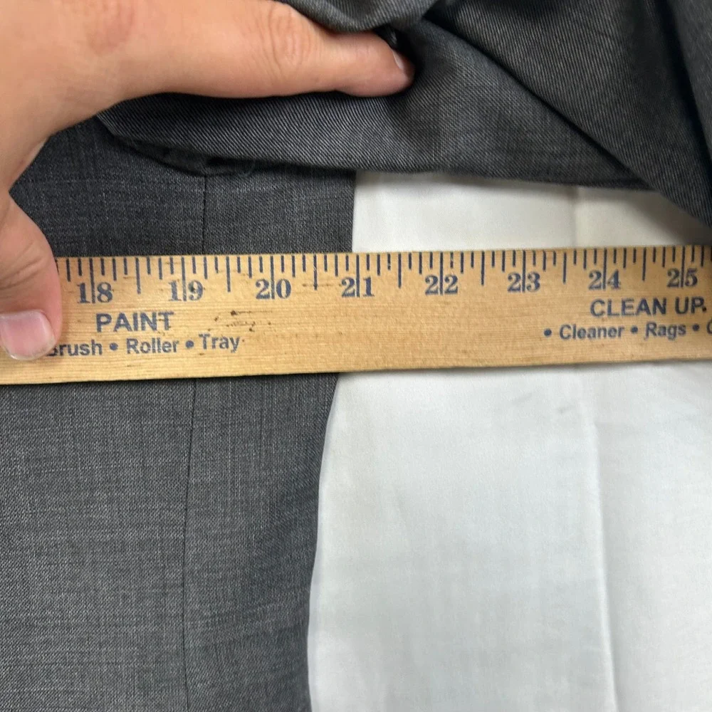 Lauren Ralph Lauren Blazer Mens 40L Grey Wool Sharkskin Two Button Sport Coat